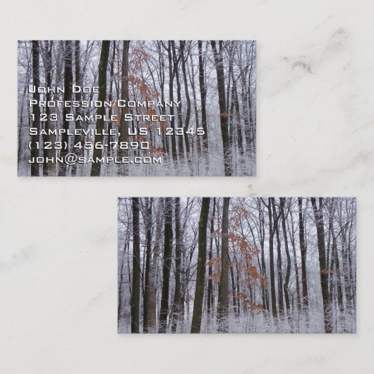 雪が積もった森の冬の風景写真 名刺 (正面/裏面)