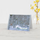 雪が積もっ感じたハッピーホリデー カード (黄色い花)