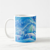 雪が舞う山の森 コーヒーマグカップ (左)