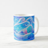 雪が舞う山の森 コーヒーマグカップ (正面右)