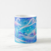 雪が舞う山の森 コーヒーマグカップ (中央)