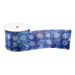 雪が舞う青い雪 サテンリボン