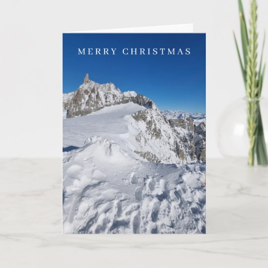 雪が覆われた山の景色クリスマスカード シーズンカード (正面)