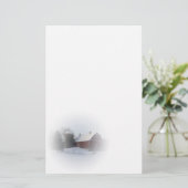 雪が赤い冬のカントリーバーンで覆われた 便箋 (スタンド正面)