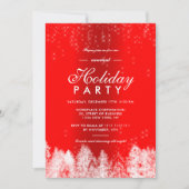 雪が金属性の赤い冬の休日に輝企業のく 招待状 (正面)