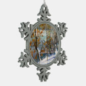 雪が降った スノーフレークピューターオーナメント (左)