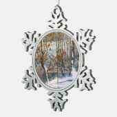 雪が降った スノーフレークピューターオーナメント (右)