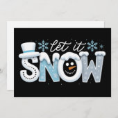 雪が降っても雪だるまは冬の季節の雪の結晶を楽しむ シーズンカード (正面/裏面)