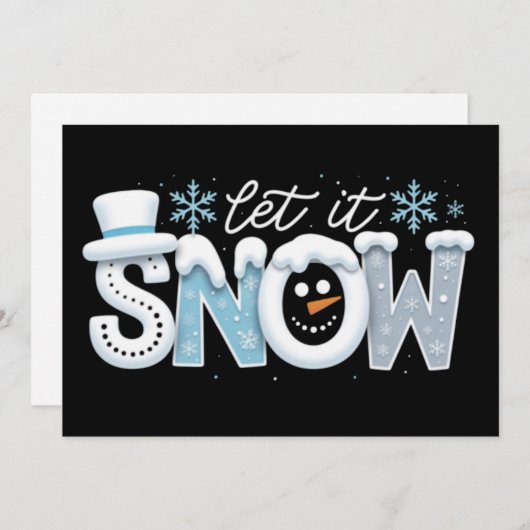 雪が降っても雪だるまは冬の季節の雪の結晶を楽しむ シーズンカード (正面/裏面)