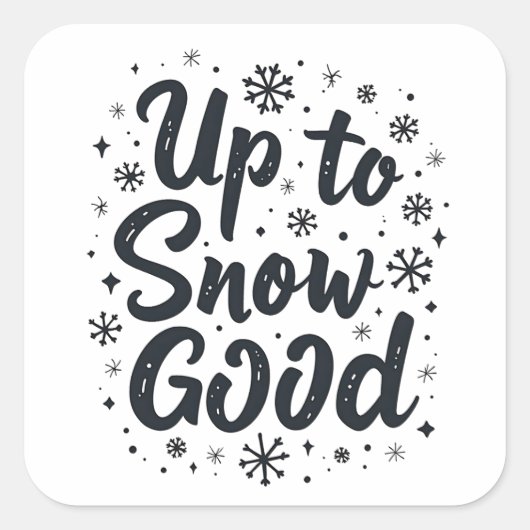 雪が降って最高に楽しいクリスマス スノーフレーク 冬 スクエアシール (正面)