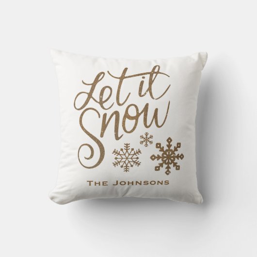 雪が降りますよ クリスマス ホリデー デコール スロー ピロー (正面)