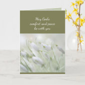 雪が降り救済難い悔やみや弔慰で カード (黄色い花)