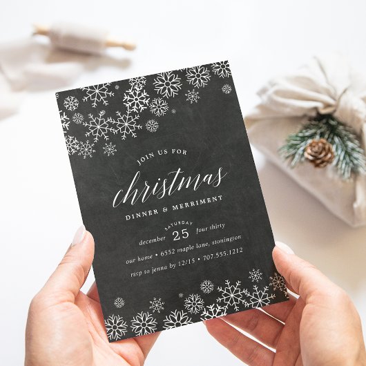 雪が降り注ぐ |クリスマスディナー招待状 招待状