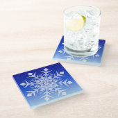 雪が降り続く白い雪片 ガラスコースター (アングル)