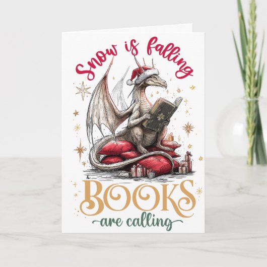 雪が降り、読書の誘い シーズンカード (正面)