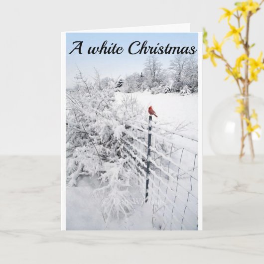 雪が降るといっても聖降誕祭は好い カード (黄色い花)