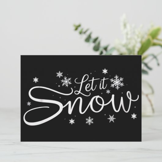 雪が降るのが好きな人へ 雪の結晶 ホリデー メリークリスマス  招待状 (スタンド正面)
