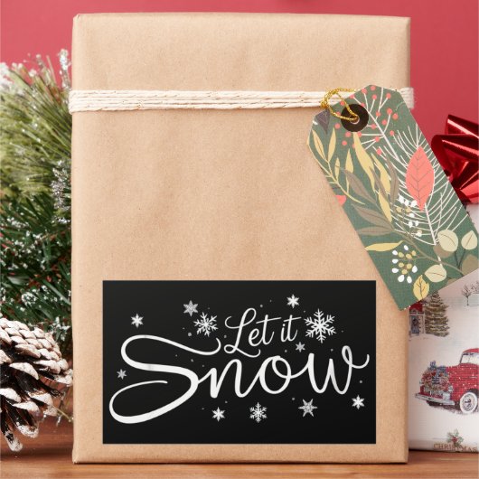 雪が降るのが好きな人へ 雪の結晶 ホリデー メリークリスマス  長方形シール (クリスマス)