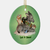 "雪が降るようにして下さいそれが!" コーギー及びろばのクリスマスのオーナメント セラミックオーナメント (右)