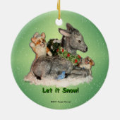 "雪が降るようにして下さいそれが!" コーギー及びろばのクリスマスのオーナメント セラミックオーナメント (裏面)