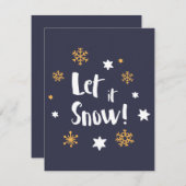 "雪が降るようにして下さいそれが!"  書道のクリスマスの青 シーズンカード (正面/裏面)