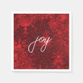 雪が降るクリスマスジョイ赤い雪 スタンダードカクテルナプキン (正面)