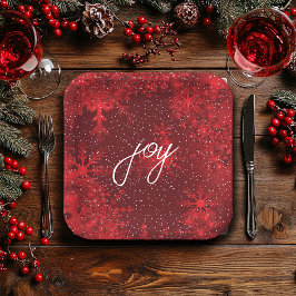 雪が降るクリスマスジョイ赤い雪 ペーパープレート