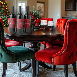 雪が降るクリスマスジョイ赤い雪 ワインラベル