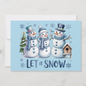 雪が降るバフロー・プレイドのクリスマスファミリー冬 シーズンカード (正面)