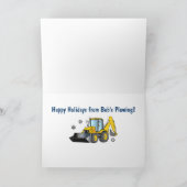 雪が降るビジネスホリデーカード：バックホー シーズンカード (内部)