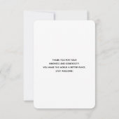 雪が降る冬の森の中の茶色の馬 サンキューカード (裏面)