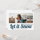 雪が降る場所はここじゃない 3枚の写真を並べたクリスマスカード カード (正面/裏面インサイチュ)