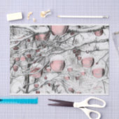 雪が降る木々の古風なクリスマスデコレーション 薄葉紙 (クラフト)