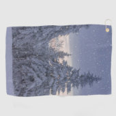 雪が降る美しい冬の風景 ゴルフタオル (横)
