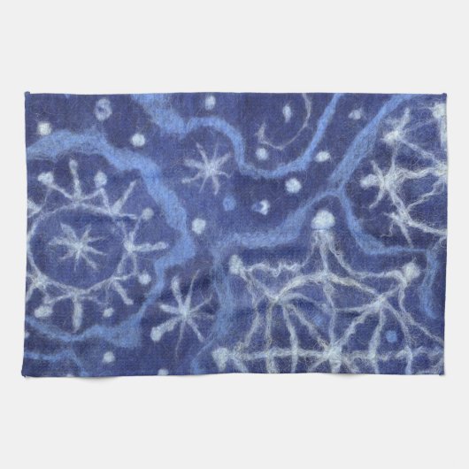 雪が降る雪片 キッチンタオル (横)