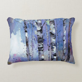 雪が降る魔法の樺の木 アクセントクッション
