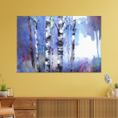 雪が降る魔法の樺の木 キャンバスプリント (インサイチュ (リビング))