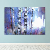 雪が降る魔法の樺の木 キャンバスプリント (インサイチュ (ウッドフロア))