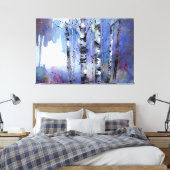 雪が降る魔法の樺の木 キャンバスプリント (インサイチュ (寝室))