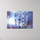 雪が降る魔法の樺の木 キャンバスプリント (正面)