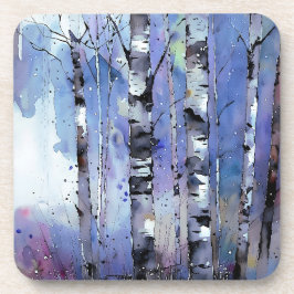 雪が降る魔法の樺の木 コースター