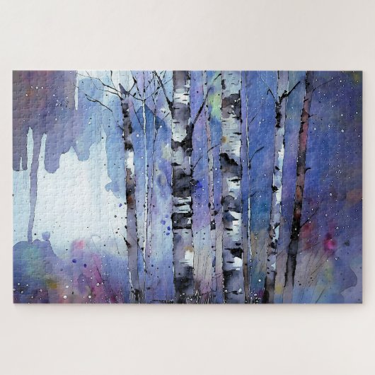 雪が降る魔法の樺の木 ジグソーパズル (横)