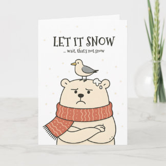 雪が降る… - 笑えるホッキョクグマのクリスマスカード カード
