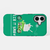 雪が降る 緑 iPhone 16ケース (裏面横)
