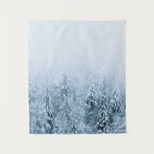 雪が霧の中でブナの林を覆った タペストリー (正面)