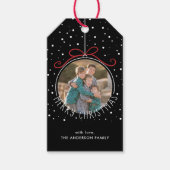 雪が黒く積もる |写真カスタムのクリスマス ギフトタグ (正面)