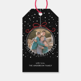 雪が黒く積もる |写真カスタムのクリスマス ギフトタグ