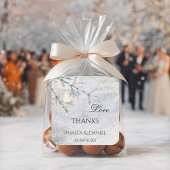 雪きらめく冬の結婚式ありがとうステッカー スクエアシール