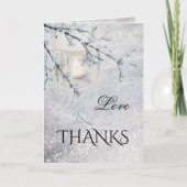 雪きらめく冬の結婚式の写真サンキューカード サンキューカード (正面)