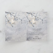 雪きらめく冬の結婚式の写真サンキューカード サンキューカード (内部)